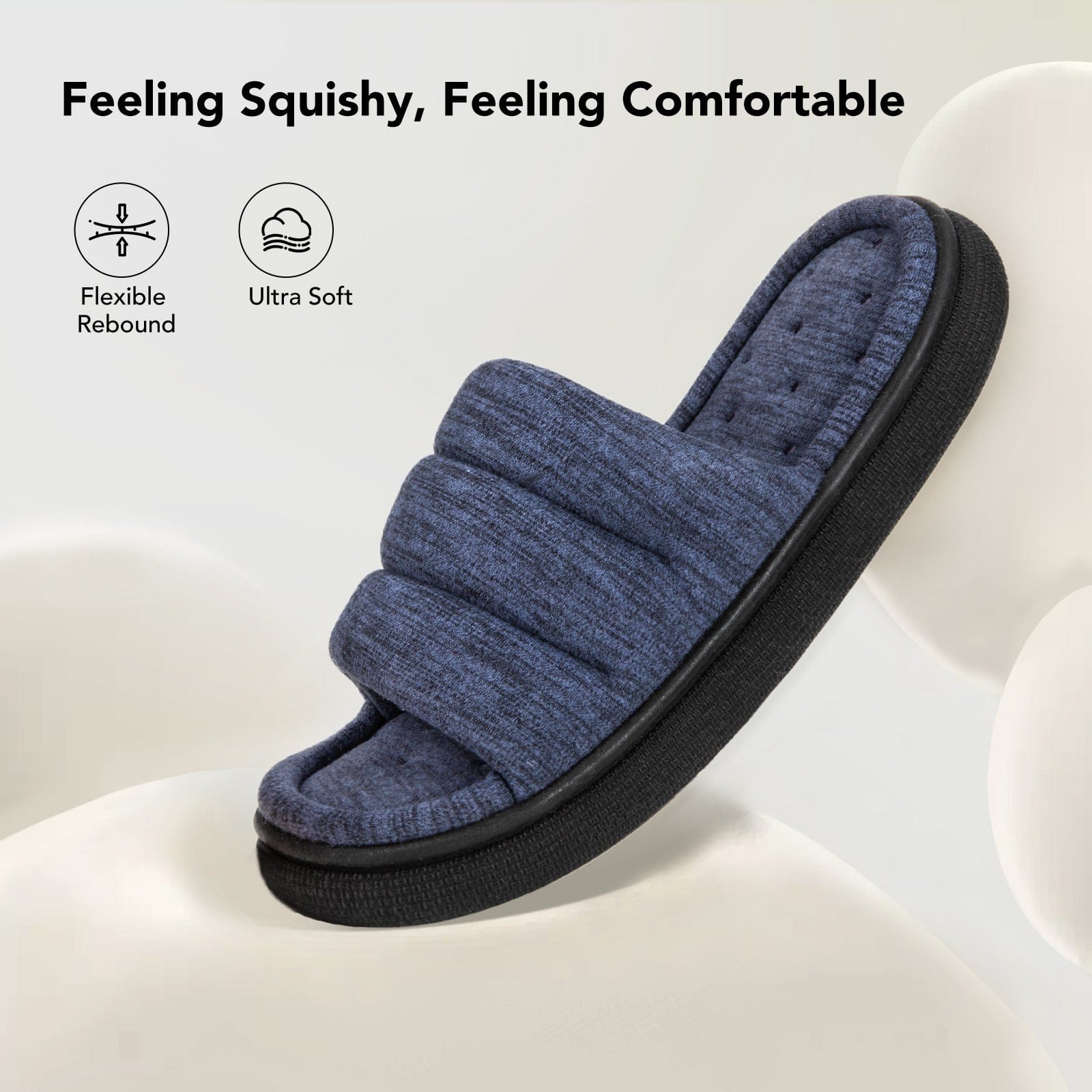 Men's Open-Toe Slide Slippers Memory Foam House Shoes