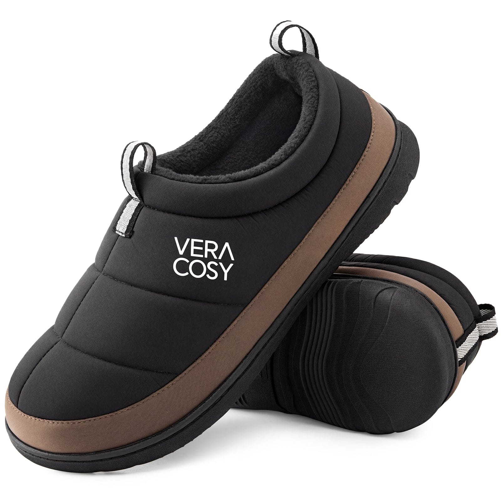 Men's Quilted Slippers with Elastic Gore and Anti Skid Outsole for Outdoor