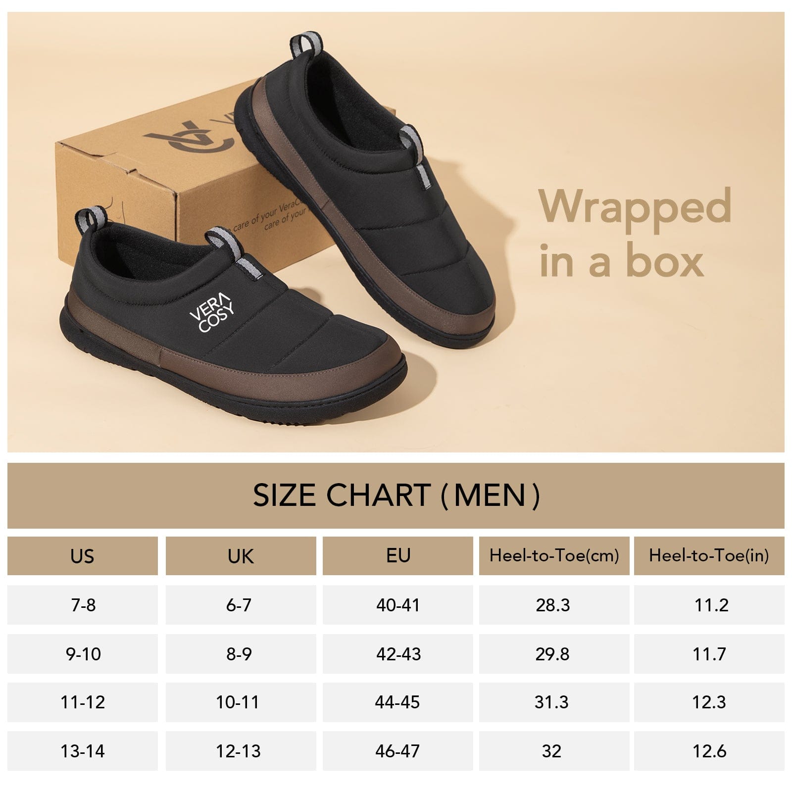 Men's Quilted Slippers with Elastic Gore and Anti Skid Outsole for Outdoor