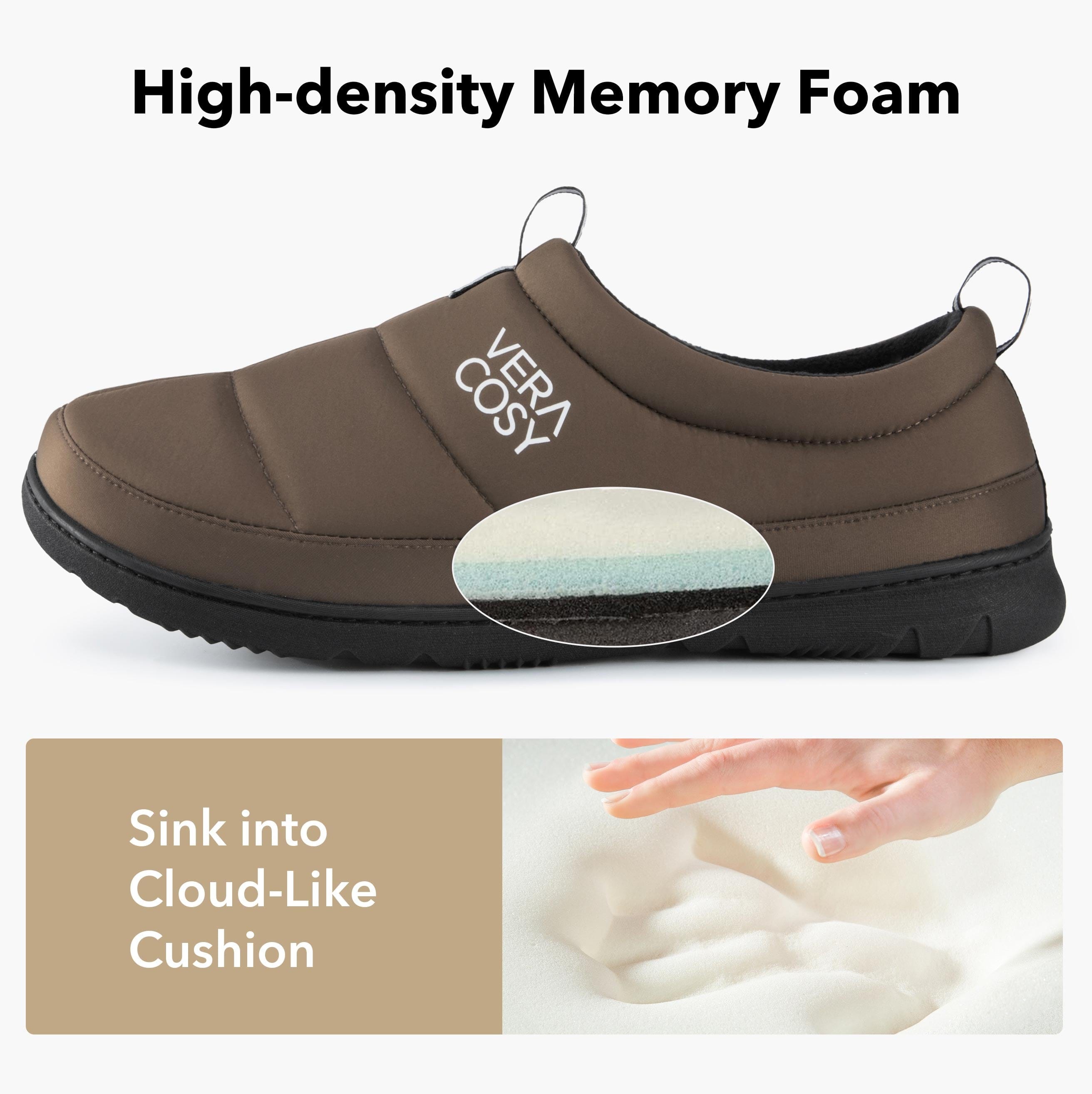 Men's Quilted Slippers with Elastic Gore and Anti Skid Outsole for Outdoor