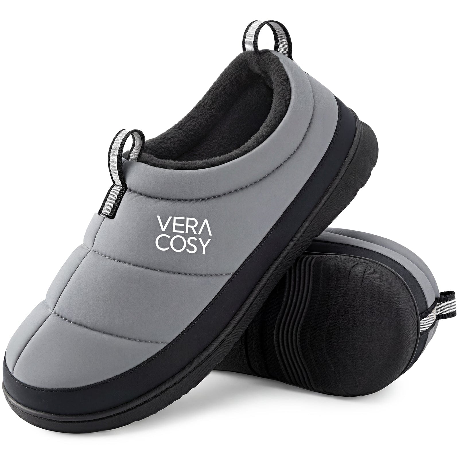 Men's Quilted Slippers with Elastic Gore and Anti Skid Outsole for Outdoor