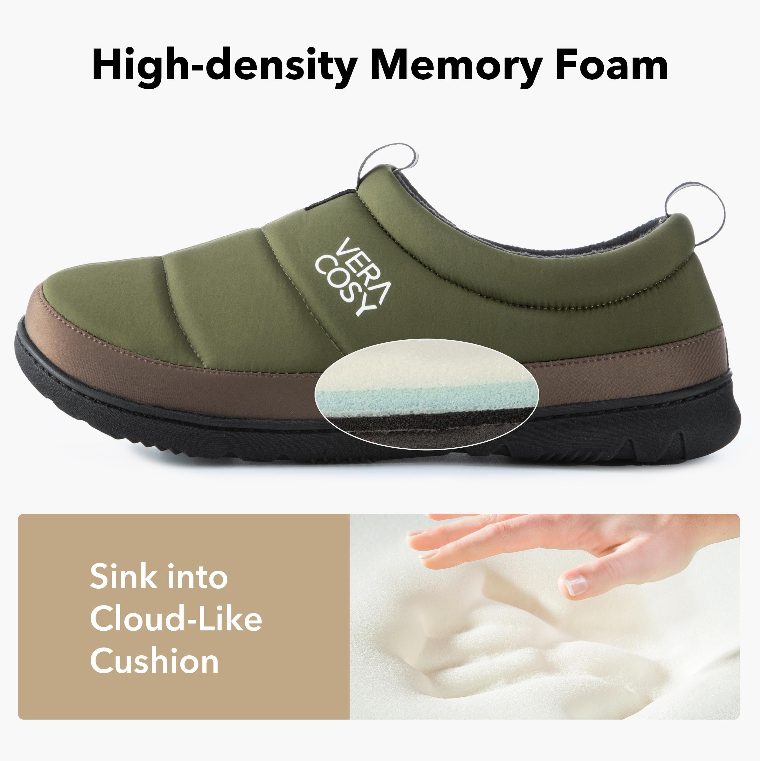 Men's Quilted Slippers with Elastic Gore and Anti Skid Outsole for Outdoor