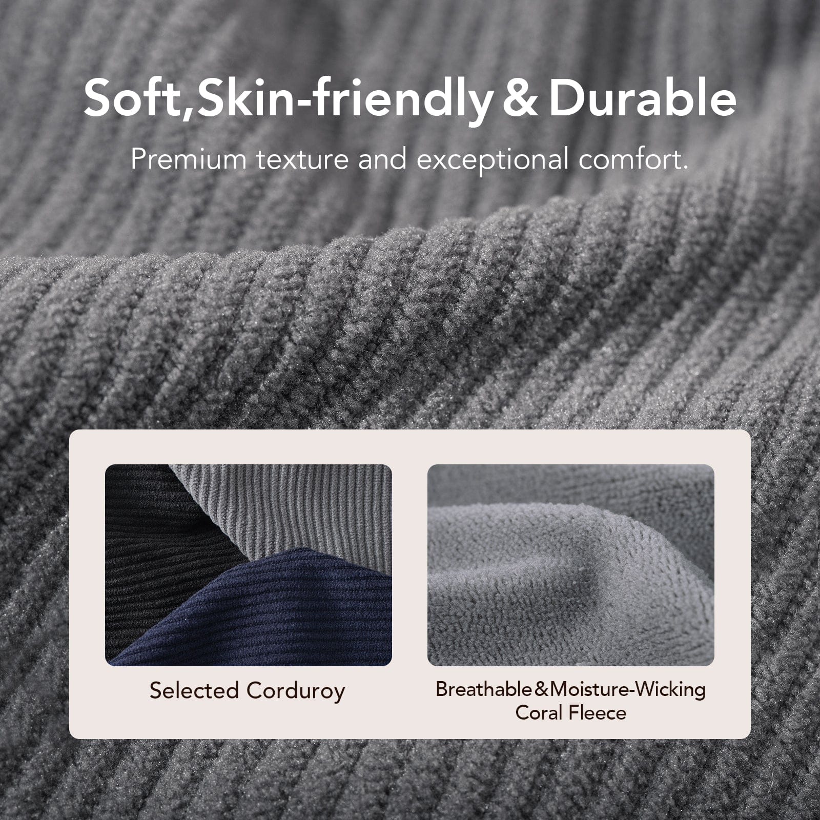 Men's Cosy Slip-on Slippers Corduroy Memory Foam Indoor House Shoes