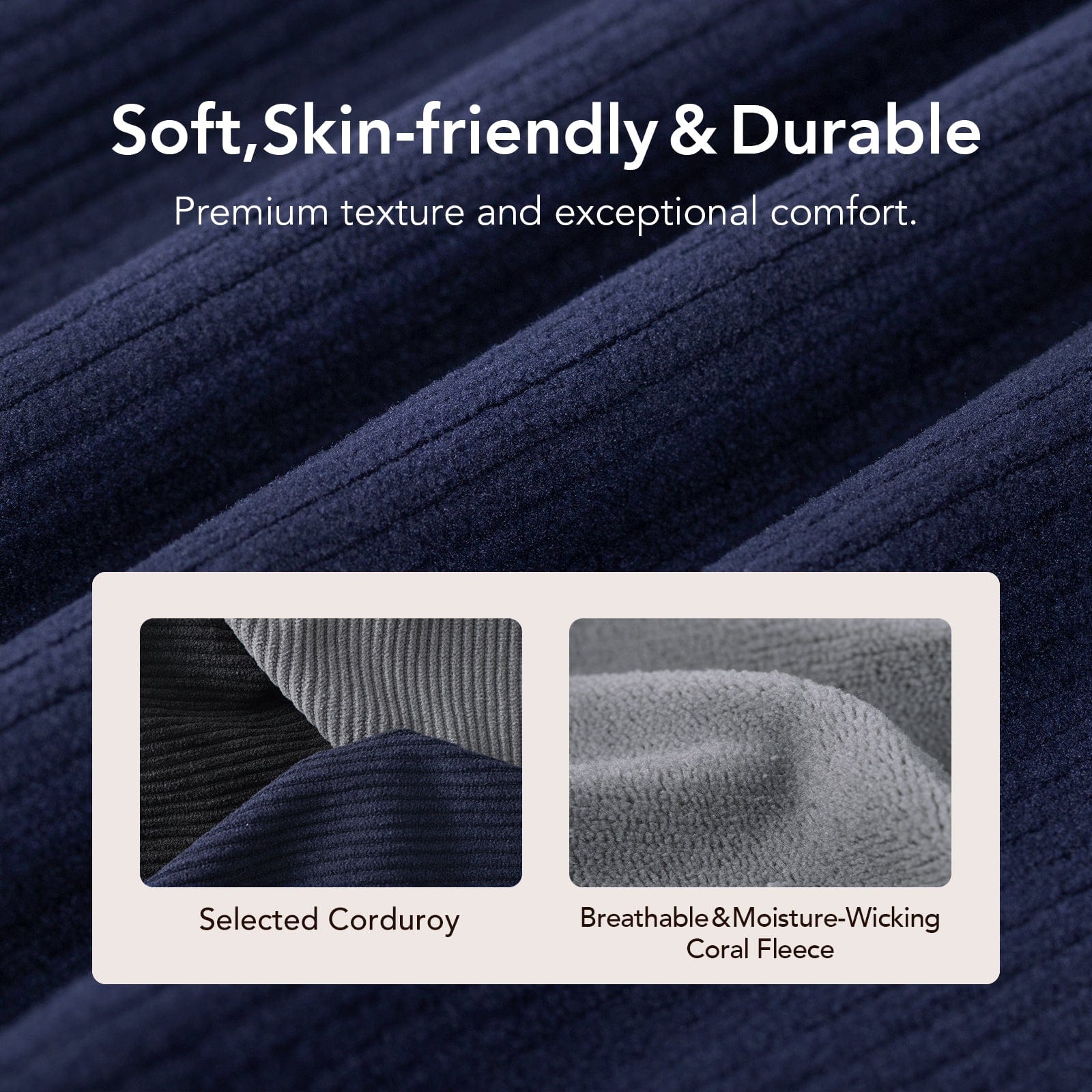 Men's Cosy Slip-on Slippers Corduroy Memory Foam Indoor House Shoes