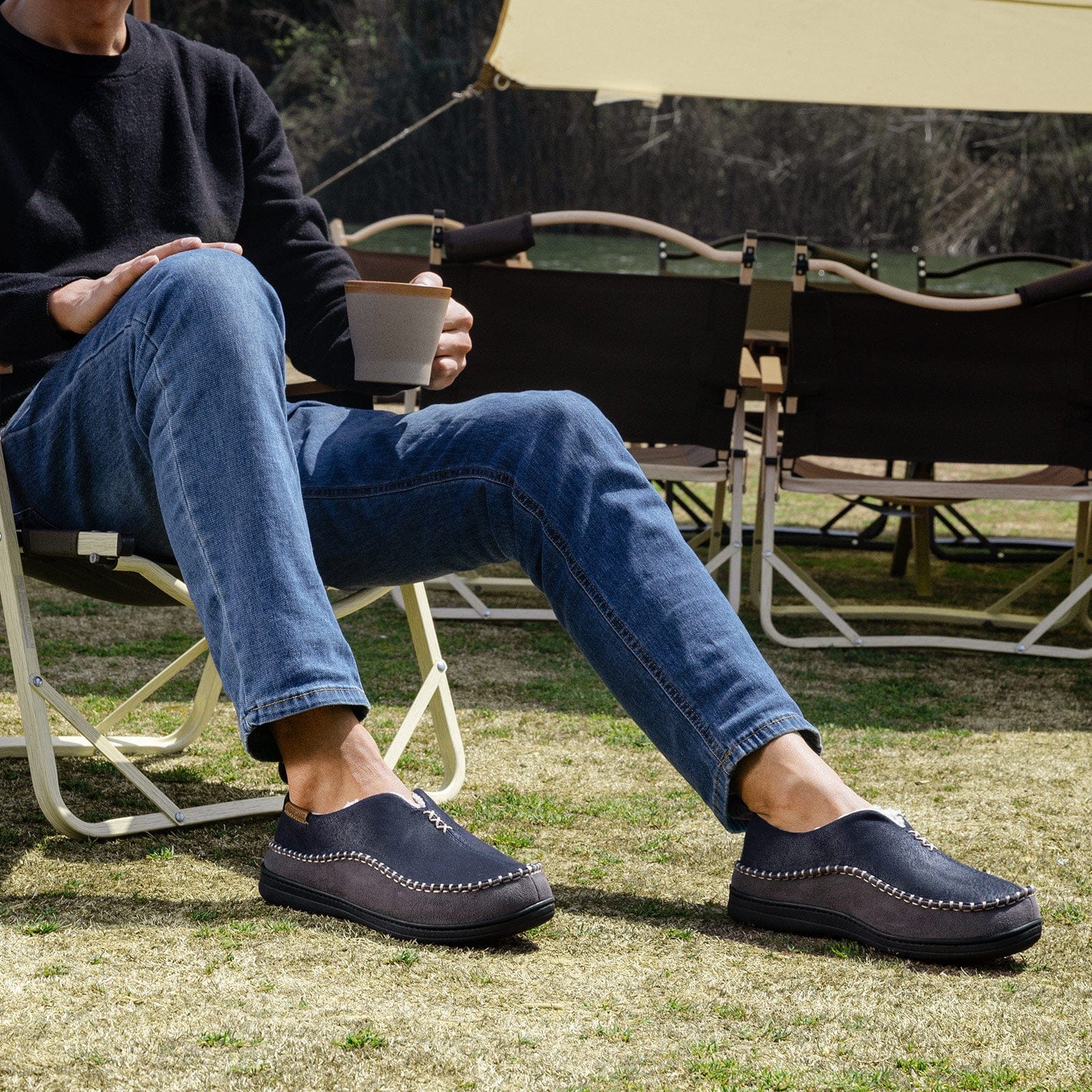 Men's Micro Suede Memory Foam Moccasin Slippers