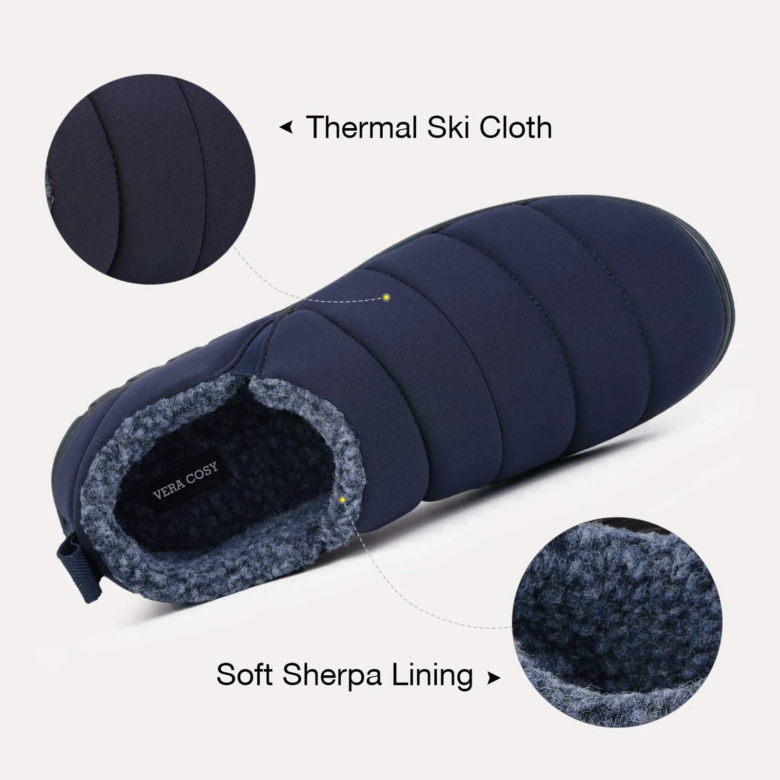 Men's Warm Quilted Memory Foam Ankle Mule Slippers