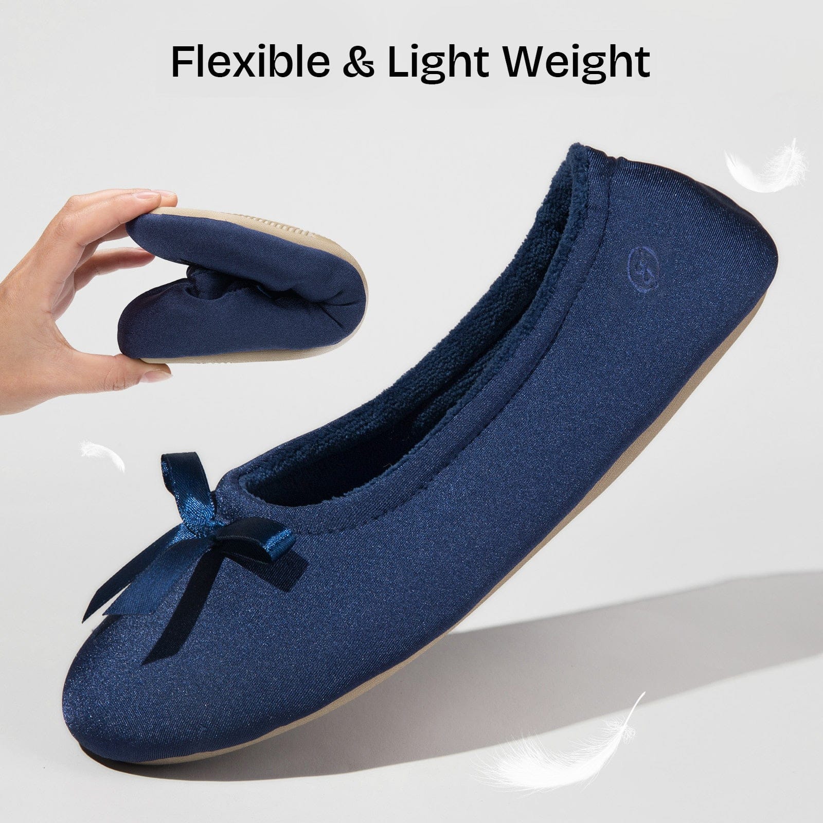 Women's Terry Cloth Satin Ballerina Slippers