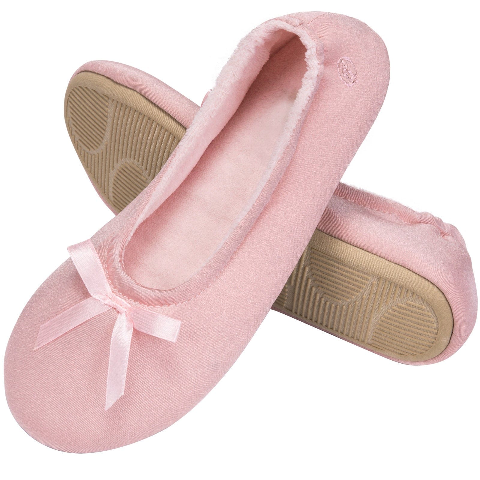 Women's Terry Cloth Satin Ballerina Slippers