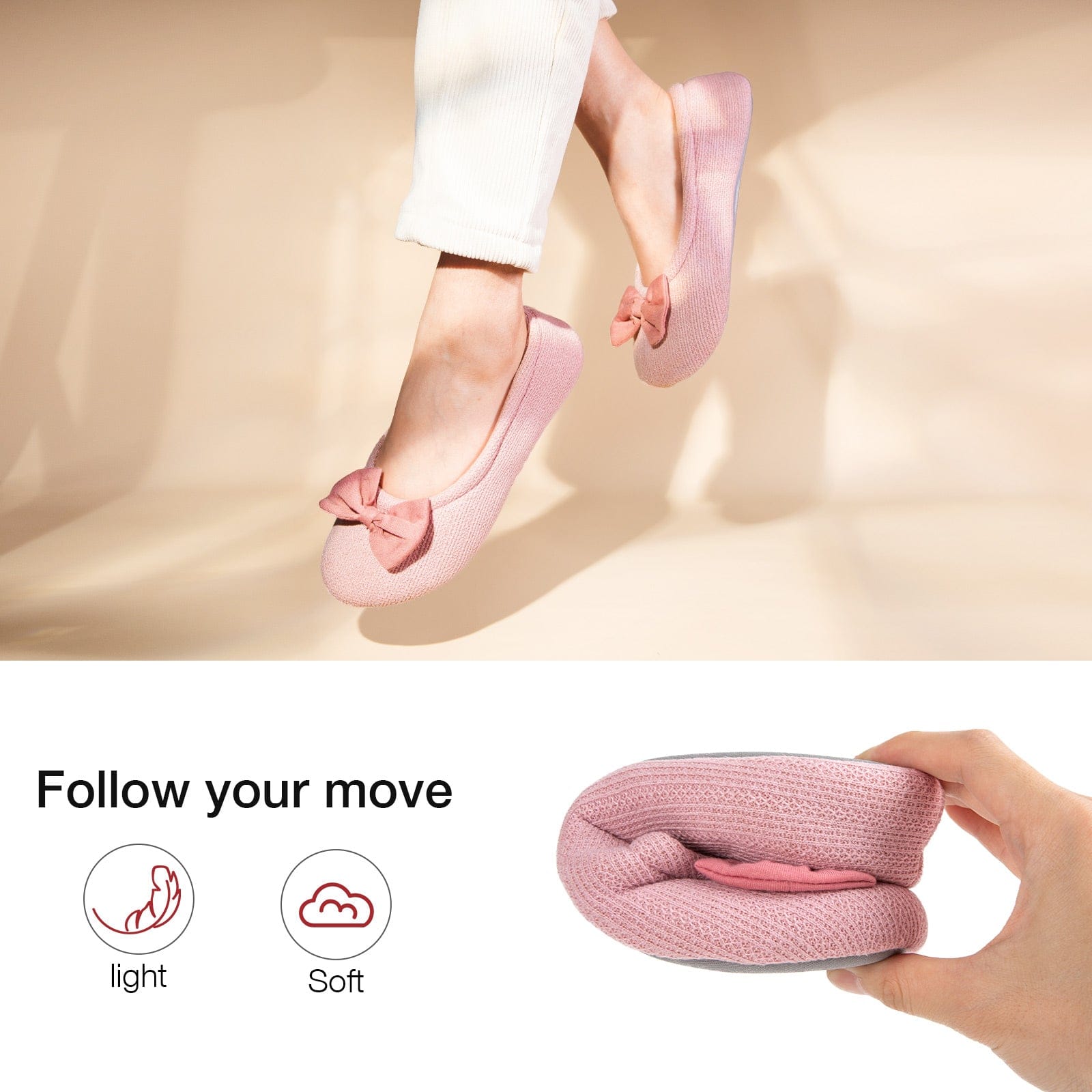Women's Ballerina Slippers Lightweight Comfy Memory Foam House Shoes