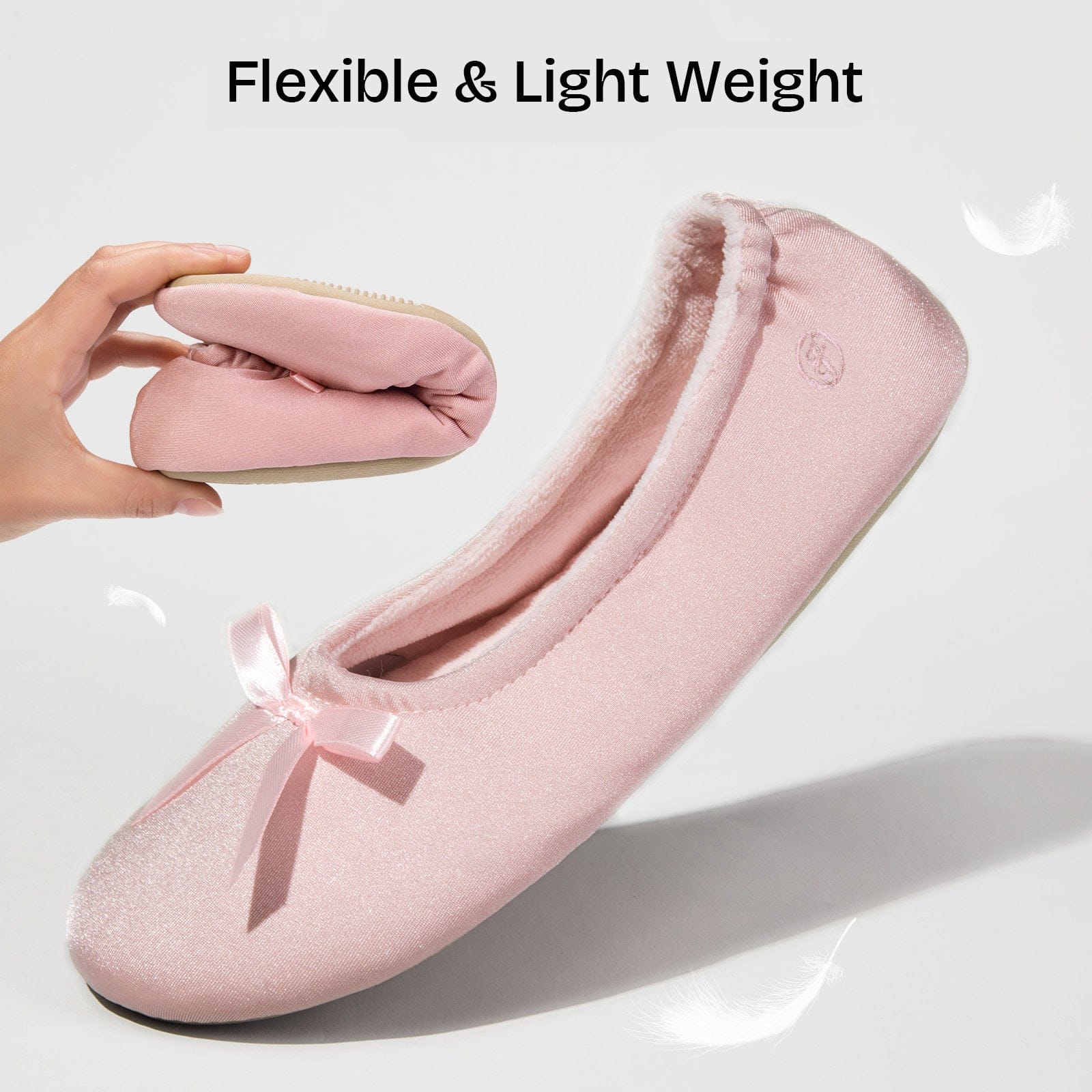 Women's Terry Cloth Satin Ballerina Slippers