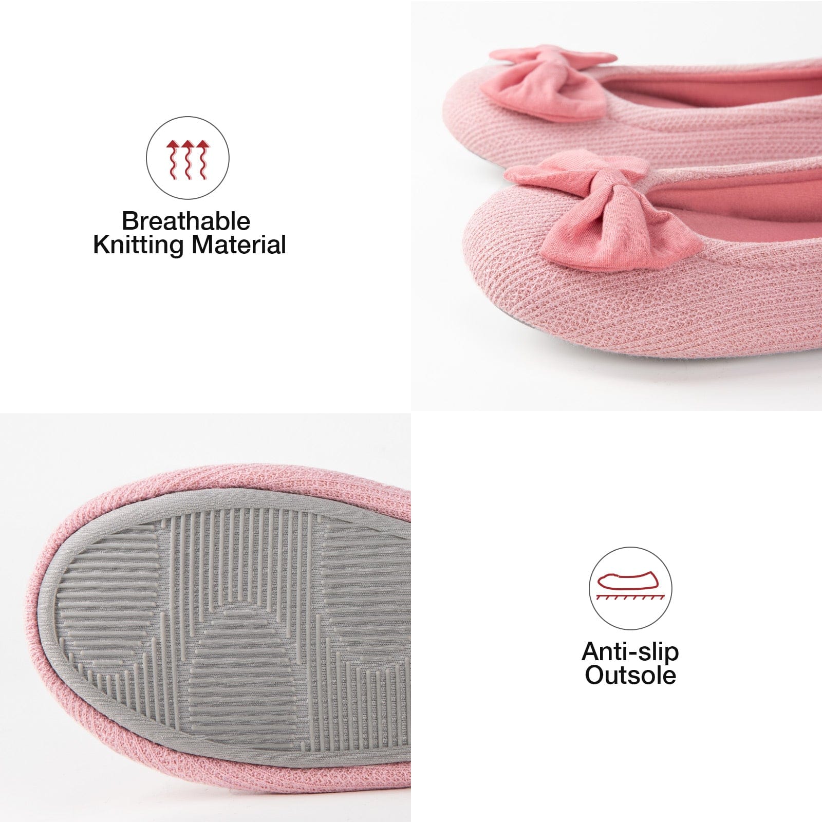 Women's Ballerina Slippers Lightweight Comfy Memory Foam House Shoes