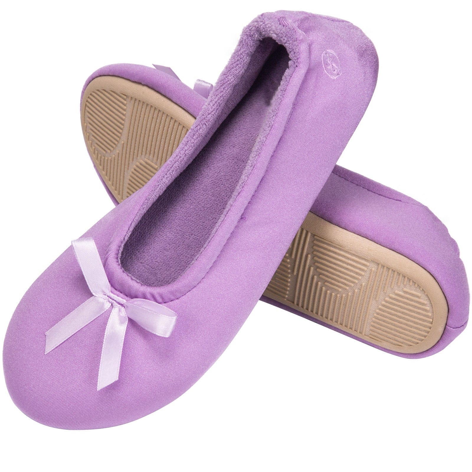 Women's Terry Cloth Satin Ballerina Slippers
