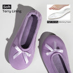 Women's Terry Cloth Satin Ballerina Slippers