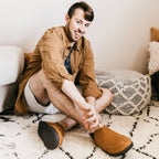 Men's Micro Suede Faux Wool Blend Hi-Top Boot Slippers