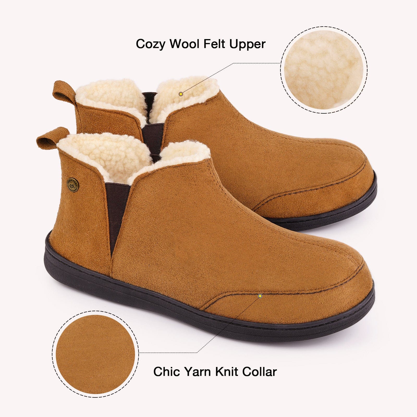 Men's Micro Suede Faux Wool Blend Hi-Top Boot Slippers