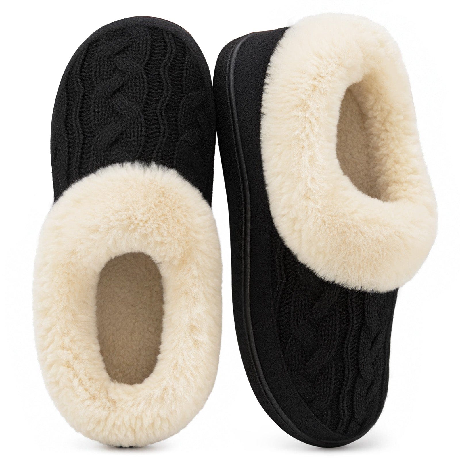 Ladies' Warm Knitted Faux Suede Memory Foam Moc Slippers