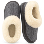 Ladies' Warm Knitted Faux Suede Memory Foam Moc Slippers