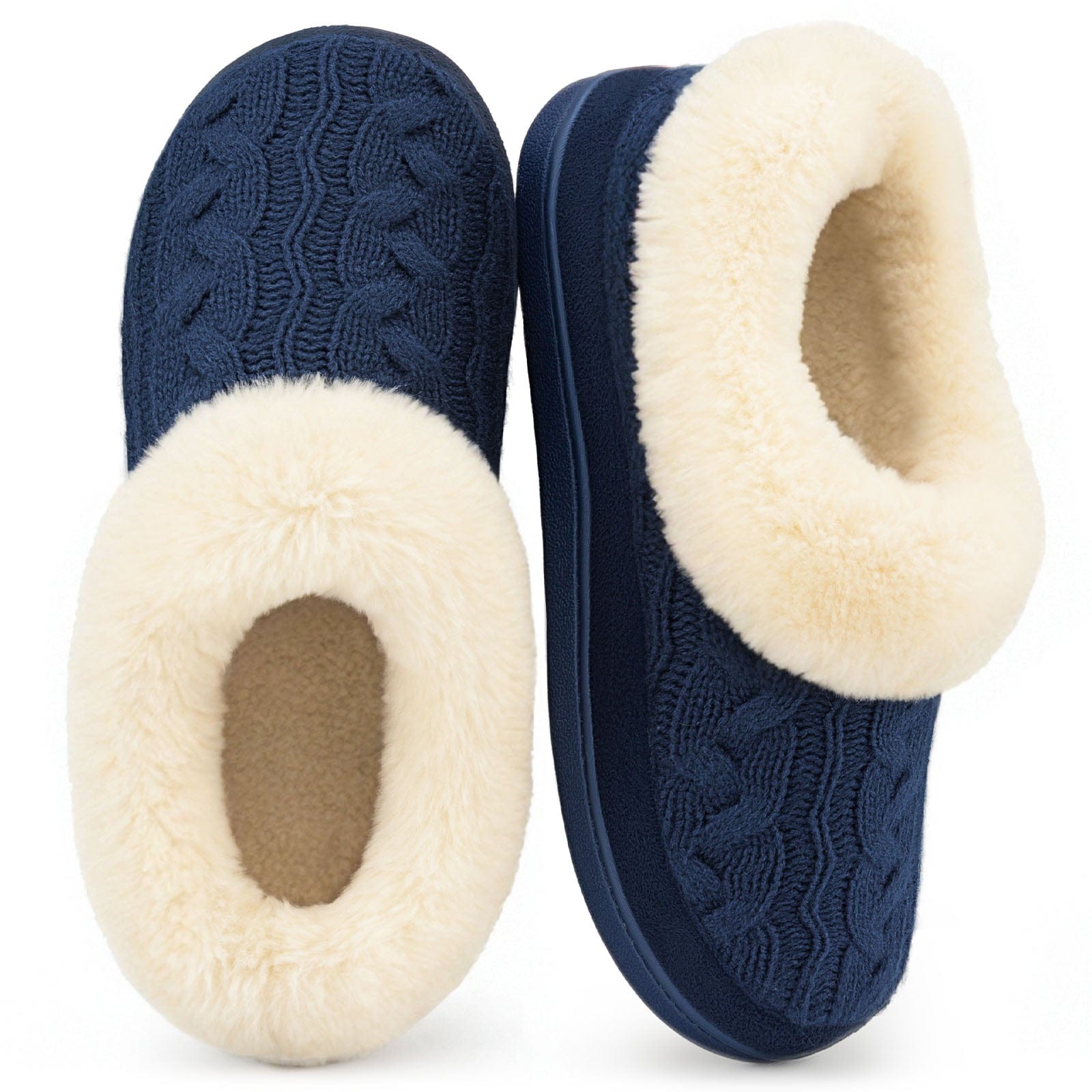 Ladies' Warm Knitted Faux Suede Memory Foam Moc Slippers
