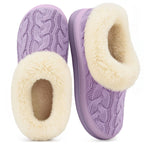 Ladies' Warm Knitted Faux Suede Memory Foam Moc Slippers