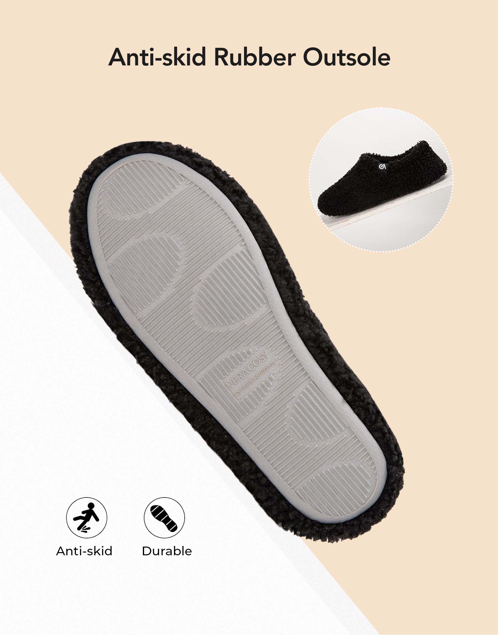 Women's Fuzzy Slippers Warm Comfy Memory Foam Non-slip House Shoes