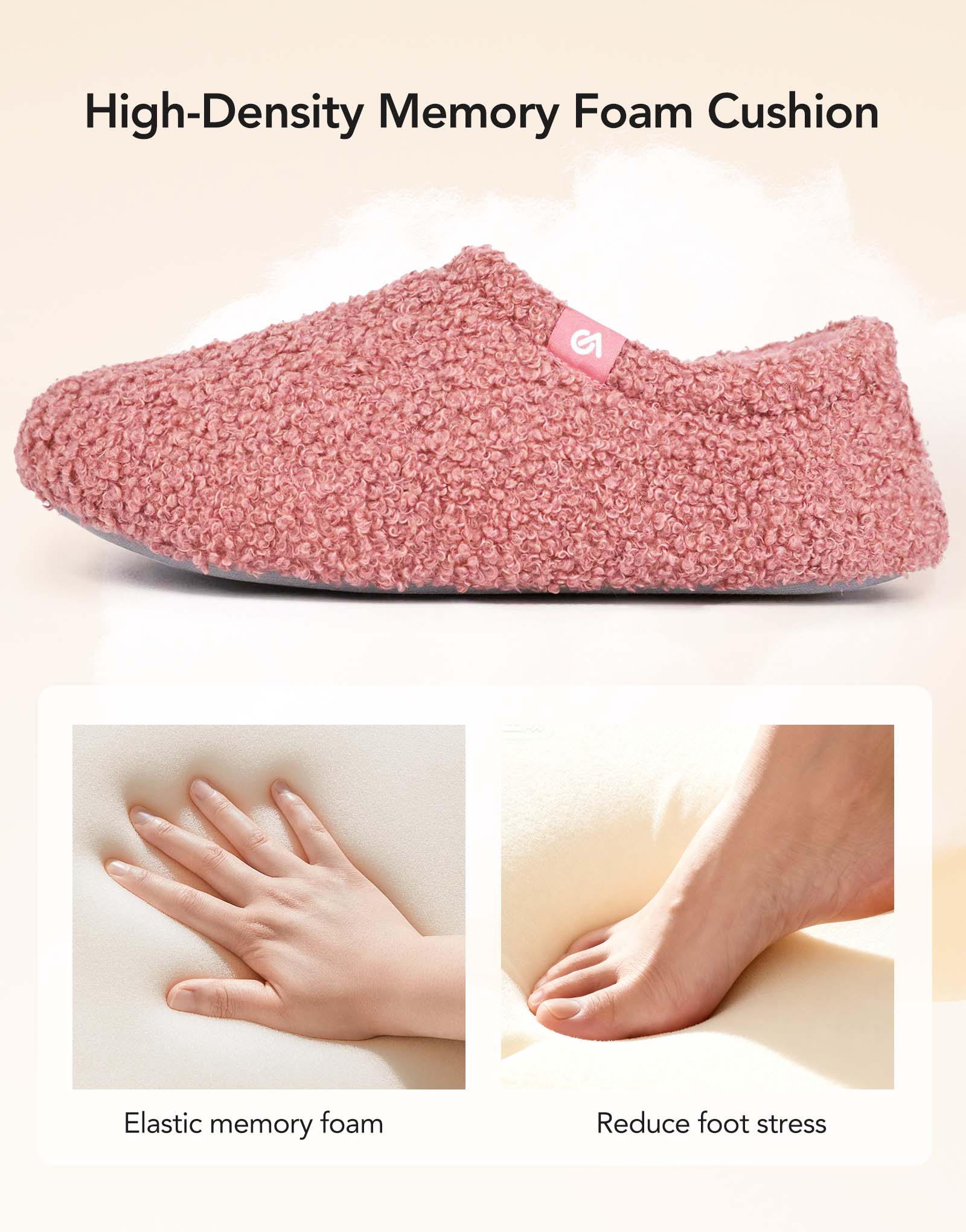 Women's Fuzzy Slippers Warm Comfy Memory Foam Non-slip House Shoes