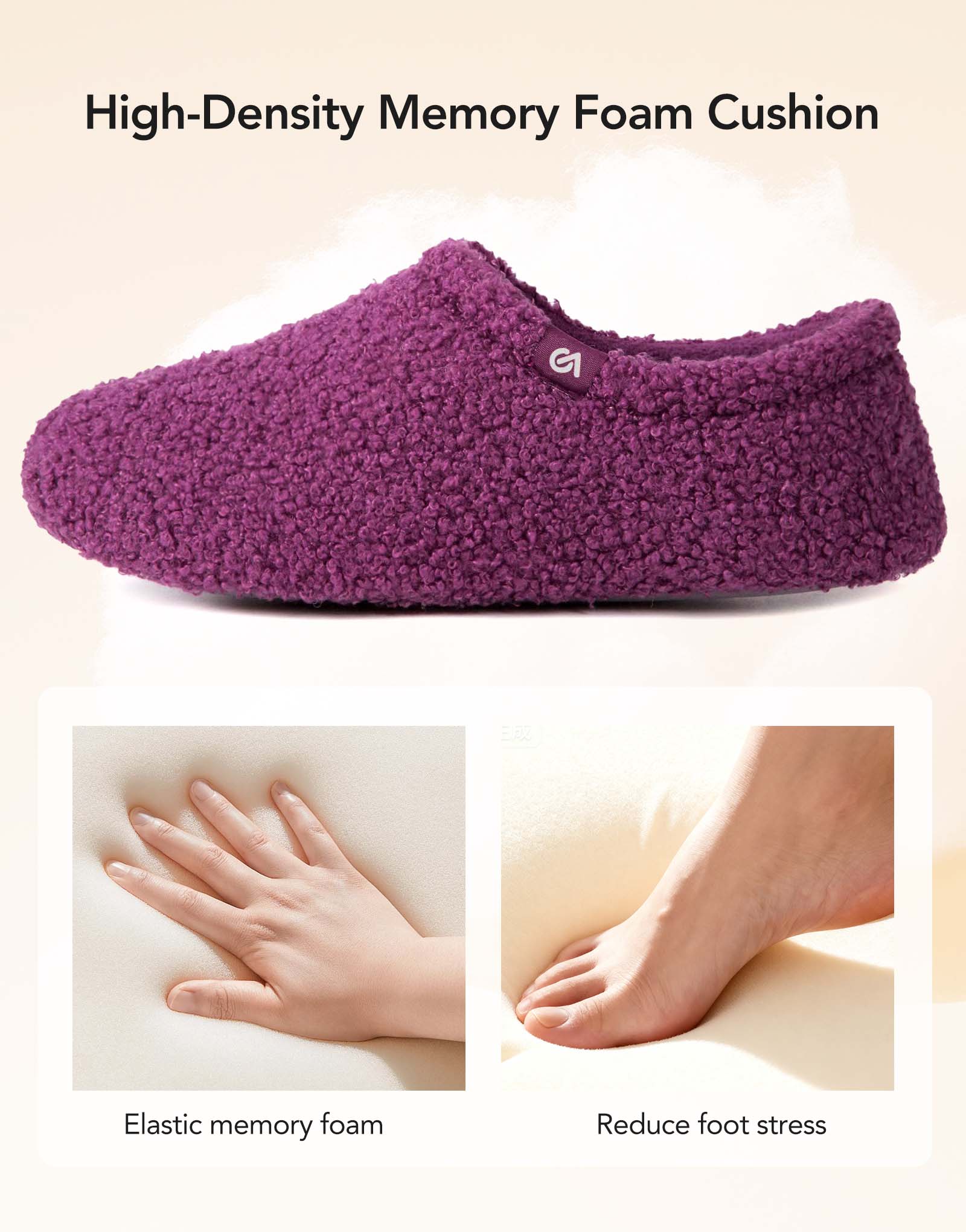 Women's Fuzzy Slippers Warm Comfy Memory Foam Non-slip House Shoes