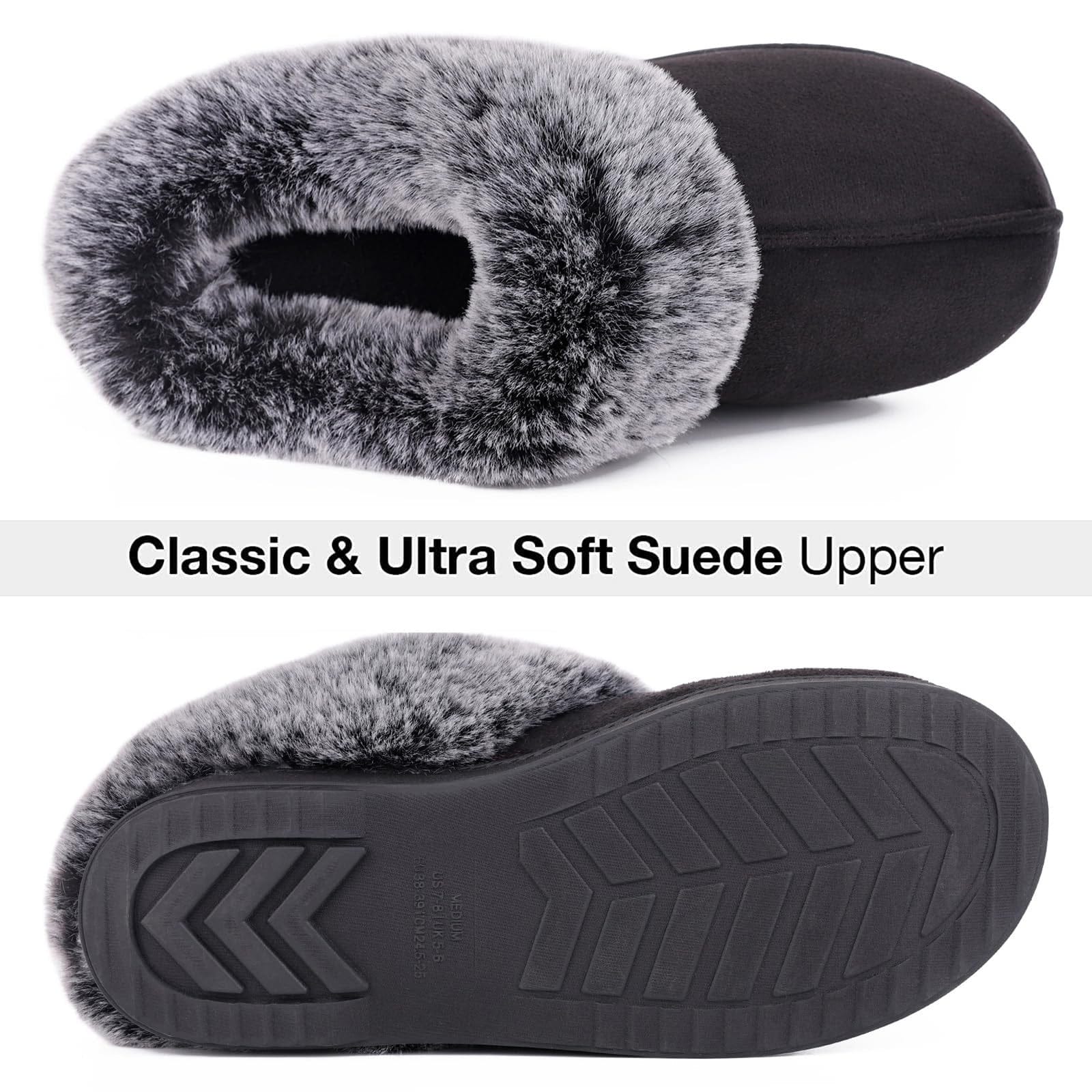 Women's Classic Suede Memory Foam Slippers