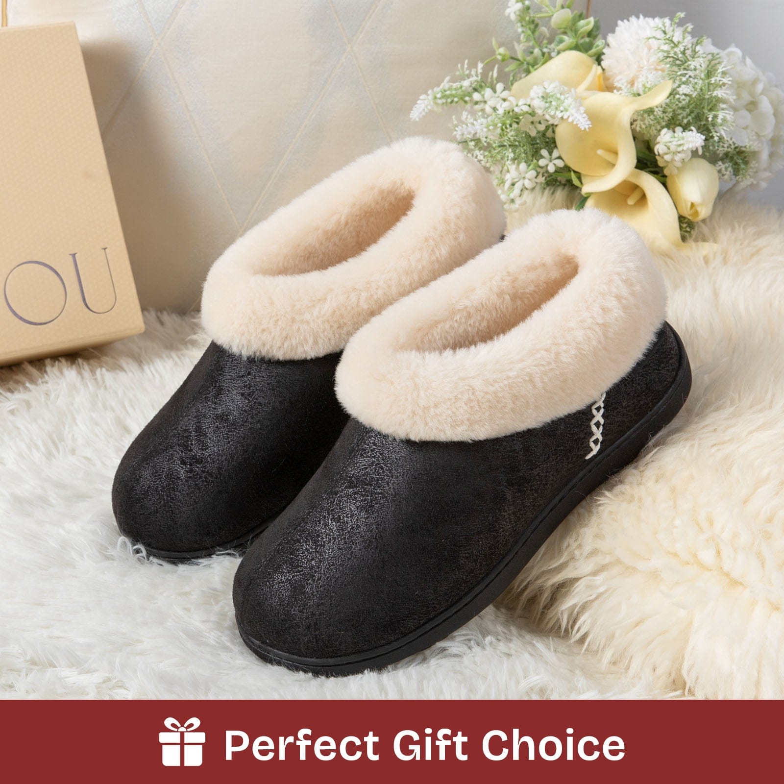 Women's Microsuede Fuzzy Plush Lined Slippers