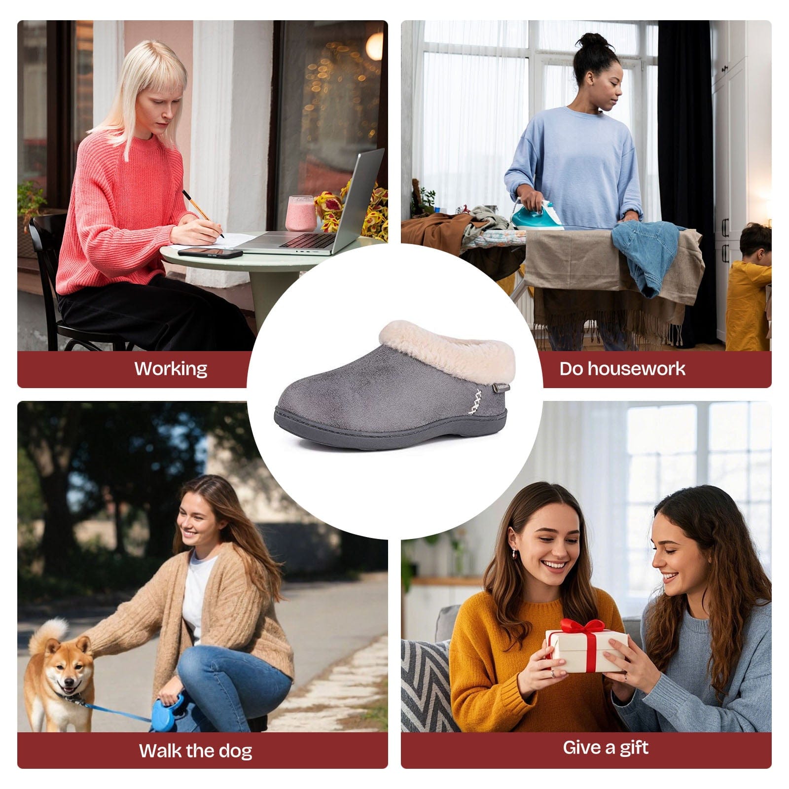 Women's Microsuede Fuzzy Plush Lined Slippers