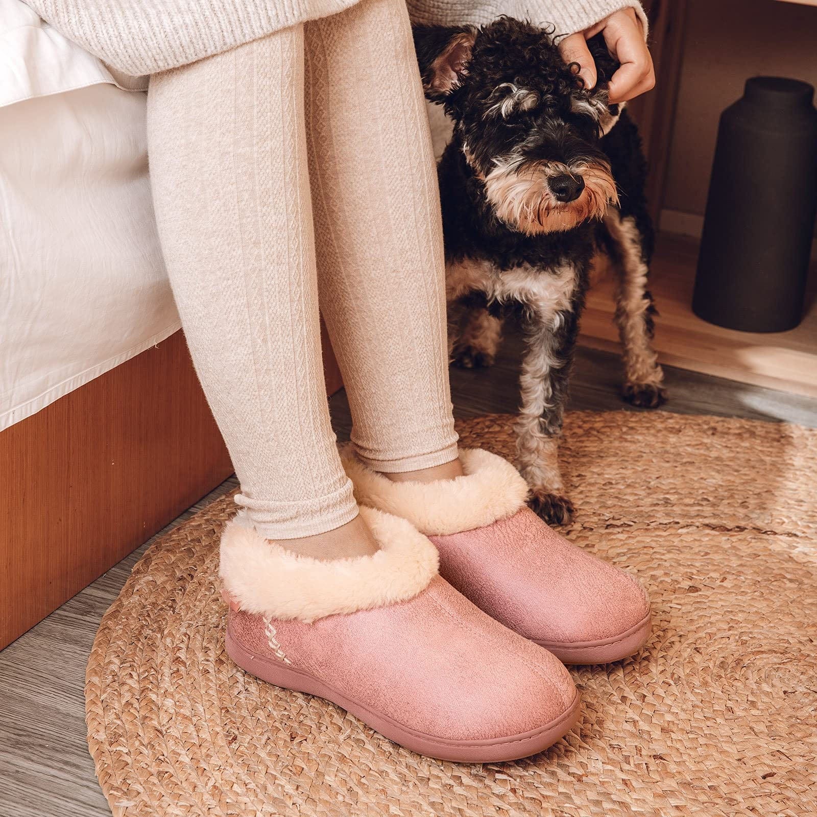 Women's Microsuede Fuzzy Plush Lined Slippers