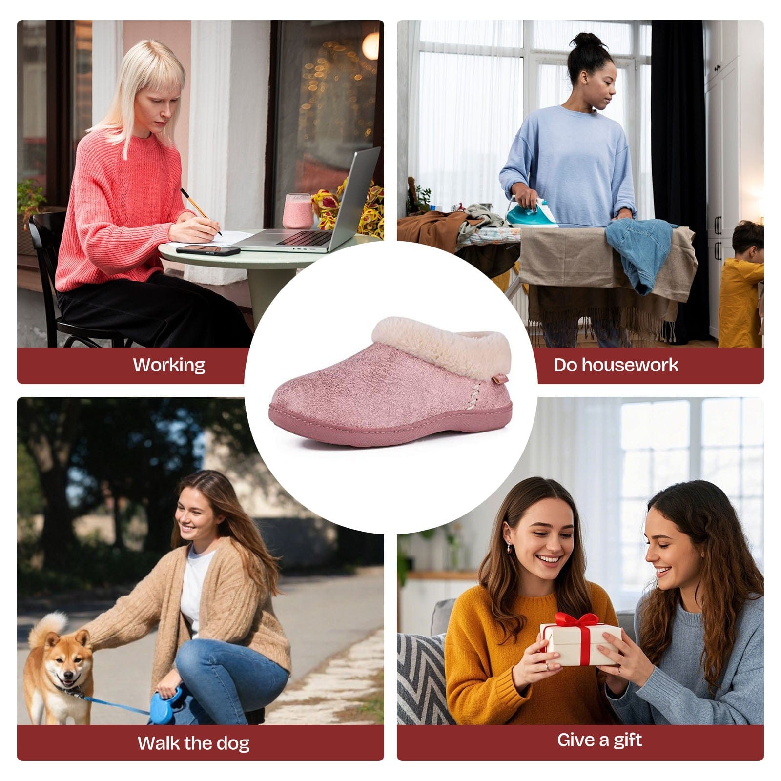 Women's Microsuede Fuzzy Plush Lined Slippers