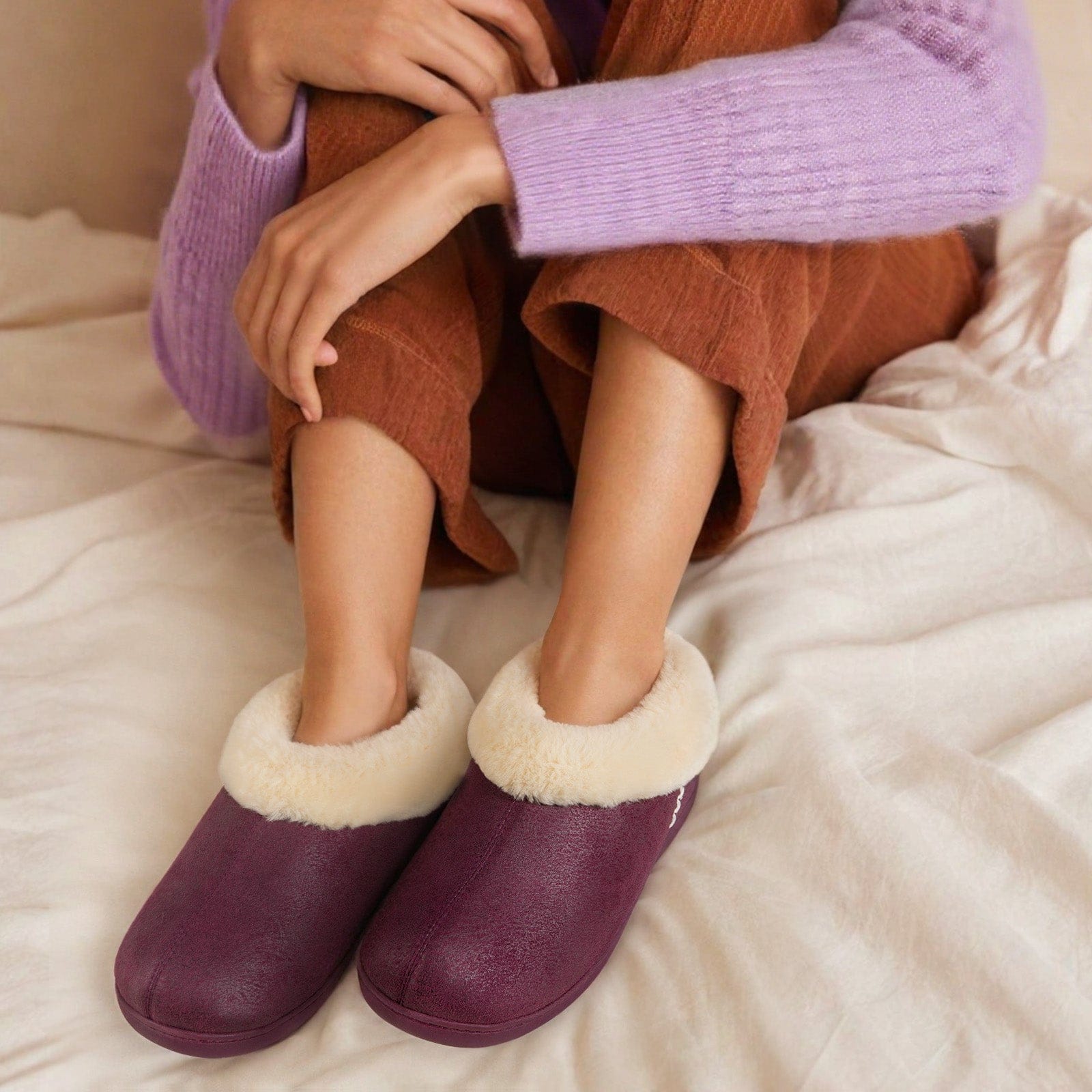 Women's Microsuede Fuzzy Plush Lined Slippers