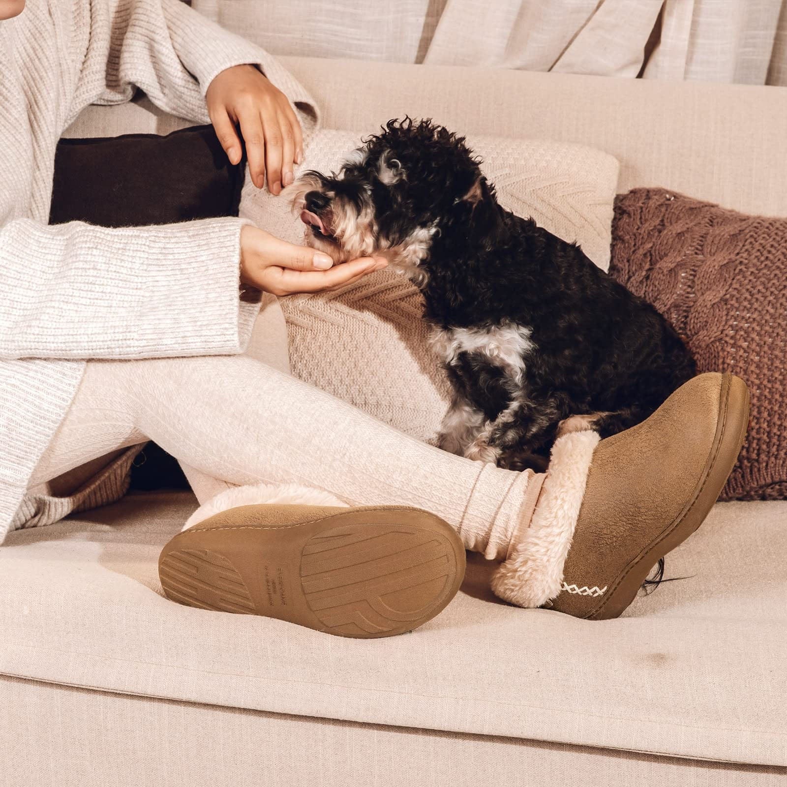 Women's Microsuede Fuzzy Plush Lined Slippers