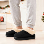 Ladies' Warm Knitted Faux Suede Memory Foam Moc Slippers