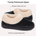 Ladies' Warm Knitted Faux Suede Memory Foam Moc Slippers