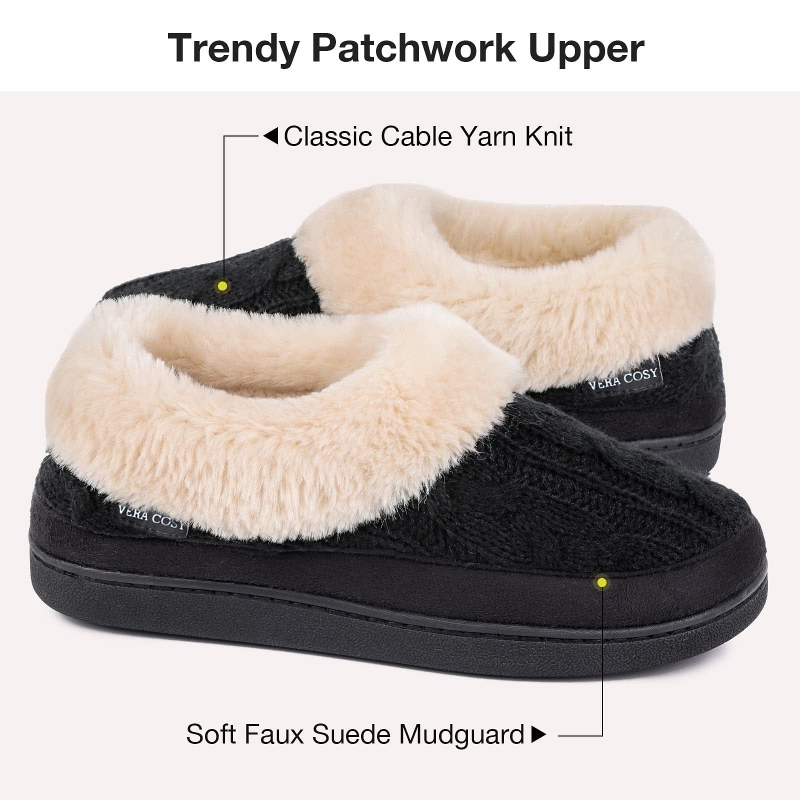 Ladies' Warm Knitted Faux Suede Memory Foam Moc Slippers
