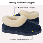 Ladies' Warm Knitted Faux Suede Memory Foam Moc Slippers
