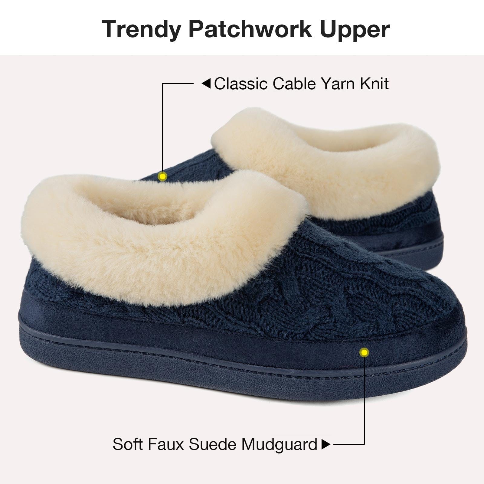 Ladies' Warm Knitted Faux Suede Memory Foam Moc Slippers