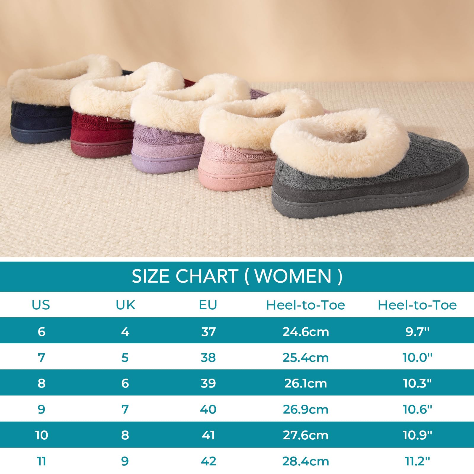 Ladies' Warm Knitted Faux Suede Memory Foam Moc Slippers