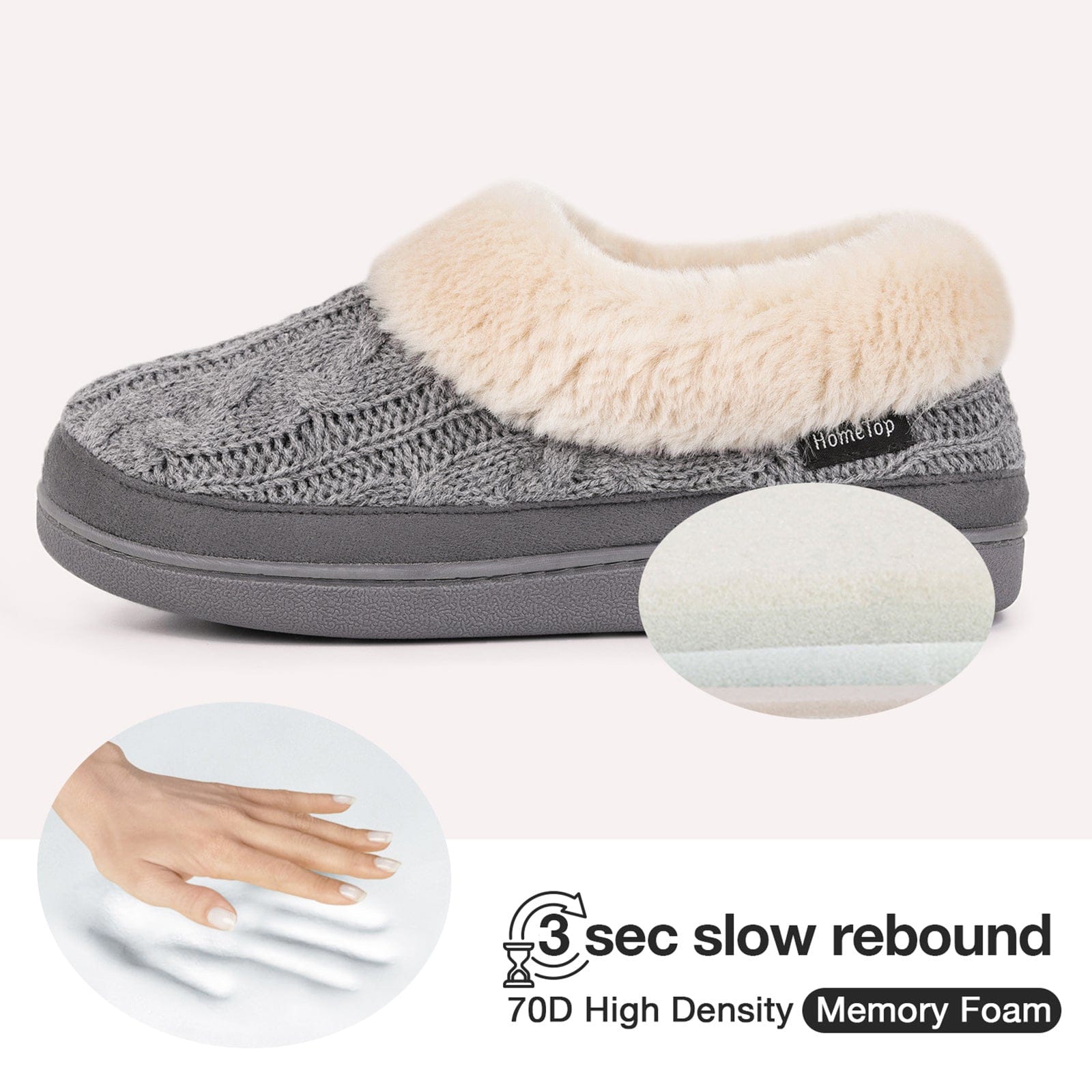 Ladies' Warm Knitted Faux Suede Memory Foam Moc Slippers