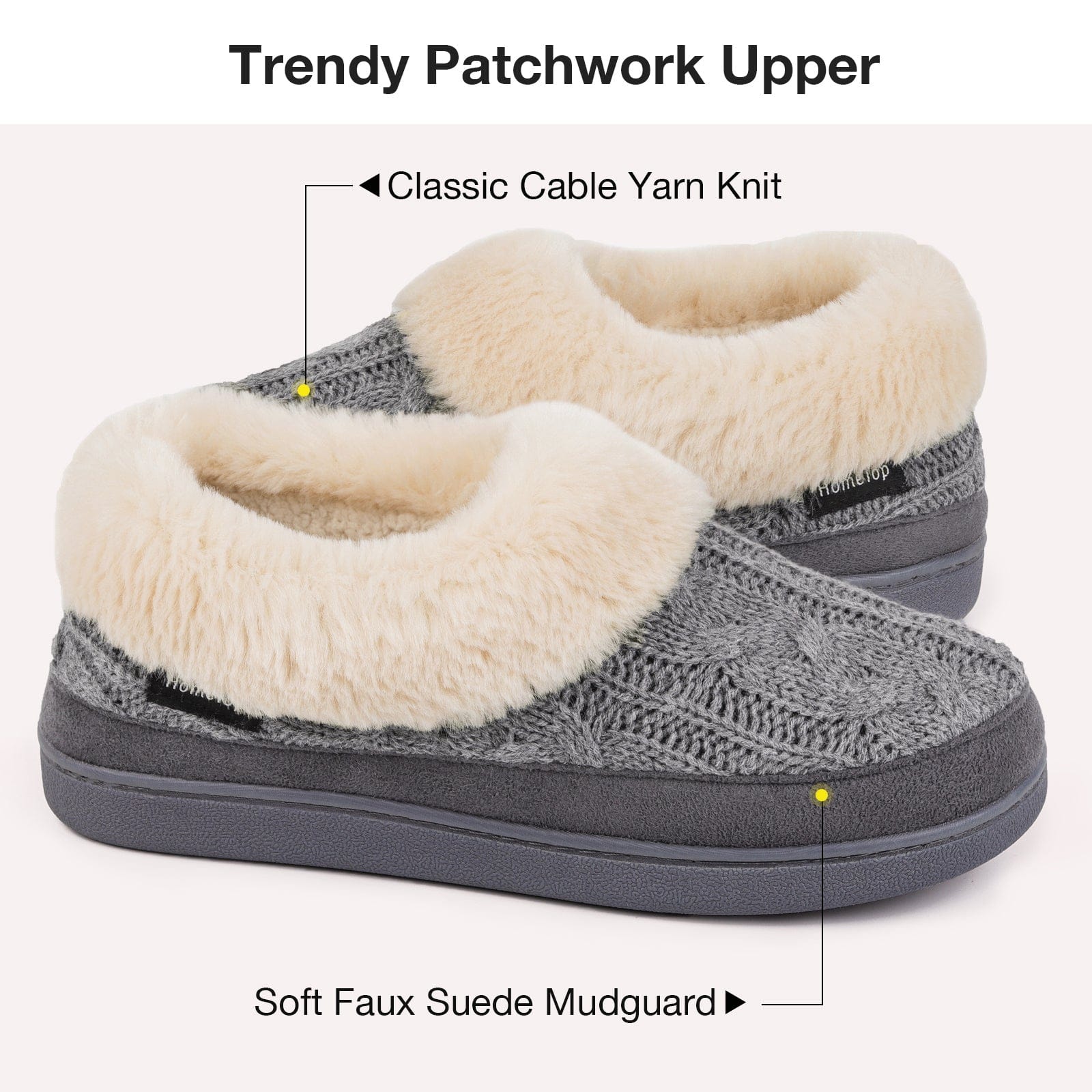 Ladies' Warm Knitted Faux Suede Memory Foam Moc Slippers