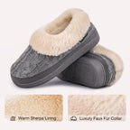 Ladies' Warm Knitted Faux Suede Memory Foam Moc Slippers