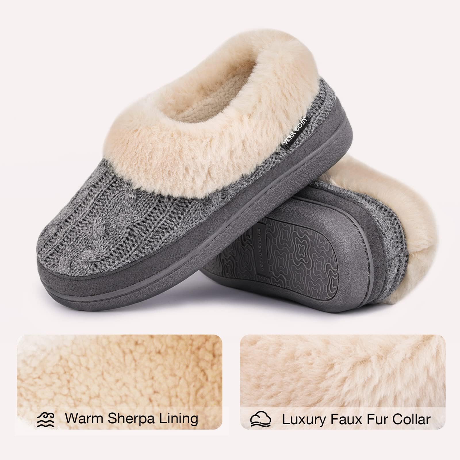 Ladies' Warm Knitted Faux Suede Memory Foam Moc Slippers
