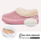 Ladies' Warm Knitted Faux Suede Memory Foam Moc Slippers