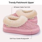 Ladies' Warm Knitted Faux Suede Memory Foam Moc Slippers