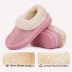 Ladies' Warm Knitted Faux Suede Memory Foam Moc Slippers