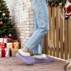 Ladies' Warm Knitted Faux Suede Memory Foam Moc Slippers