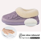 Ladies' Warm Knitted Faux Suede Memory Foam Moc Slippers