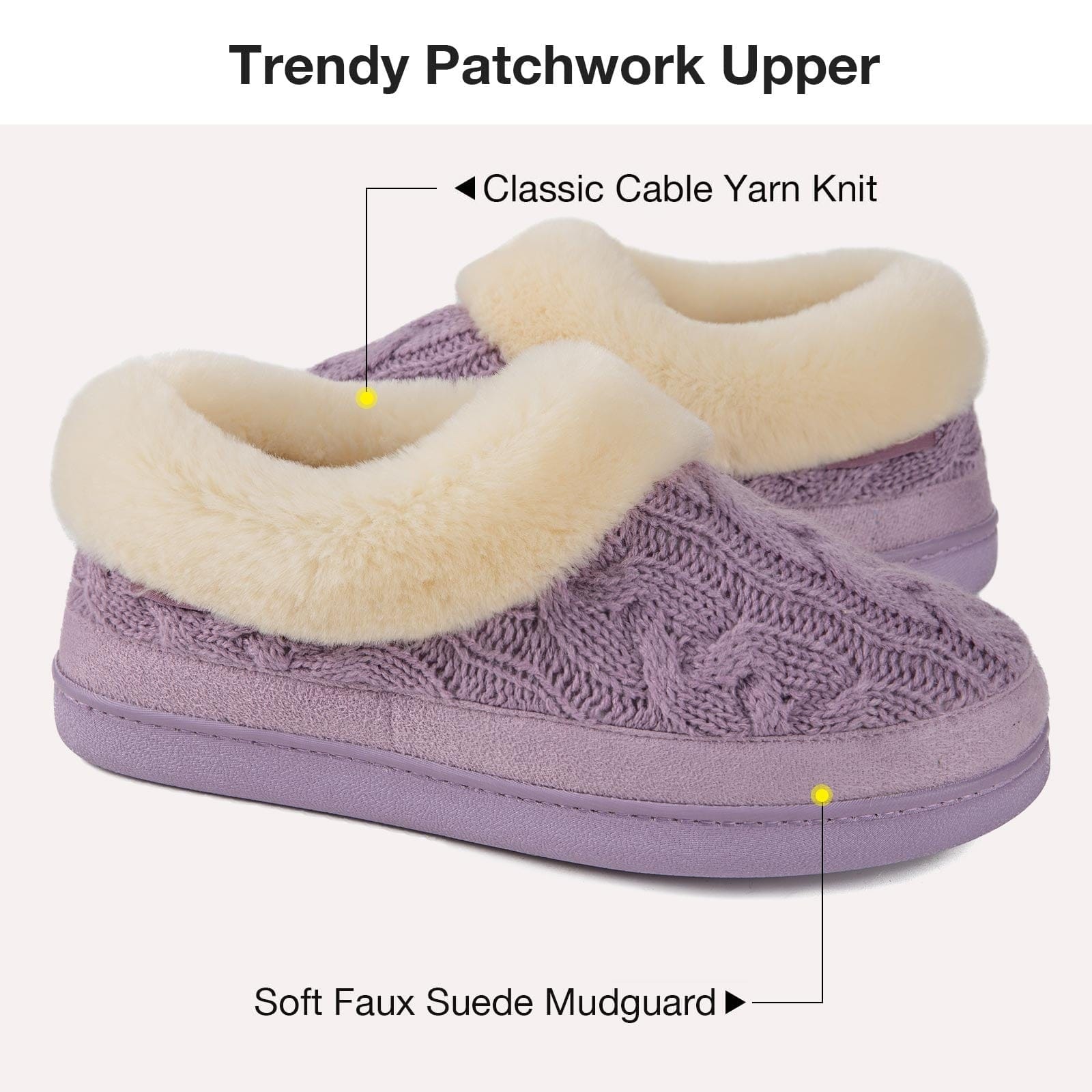 Ladies' Warm Knitted Faux Suede Memory Foam Moc Slippers