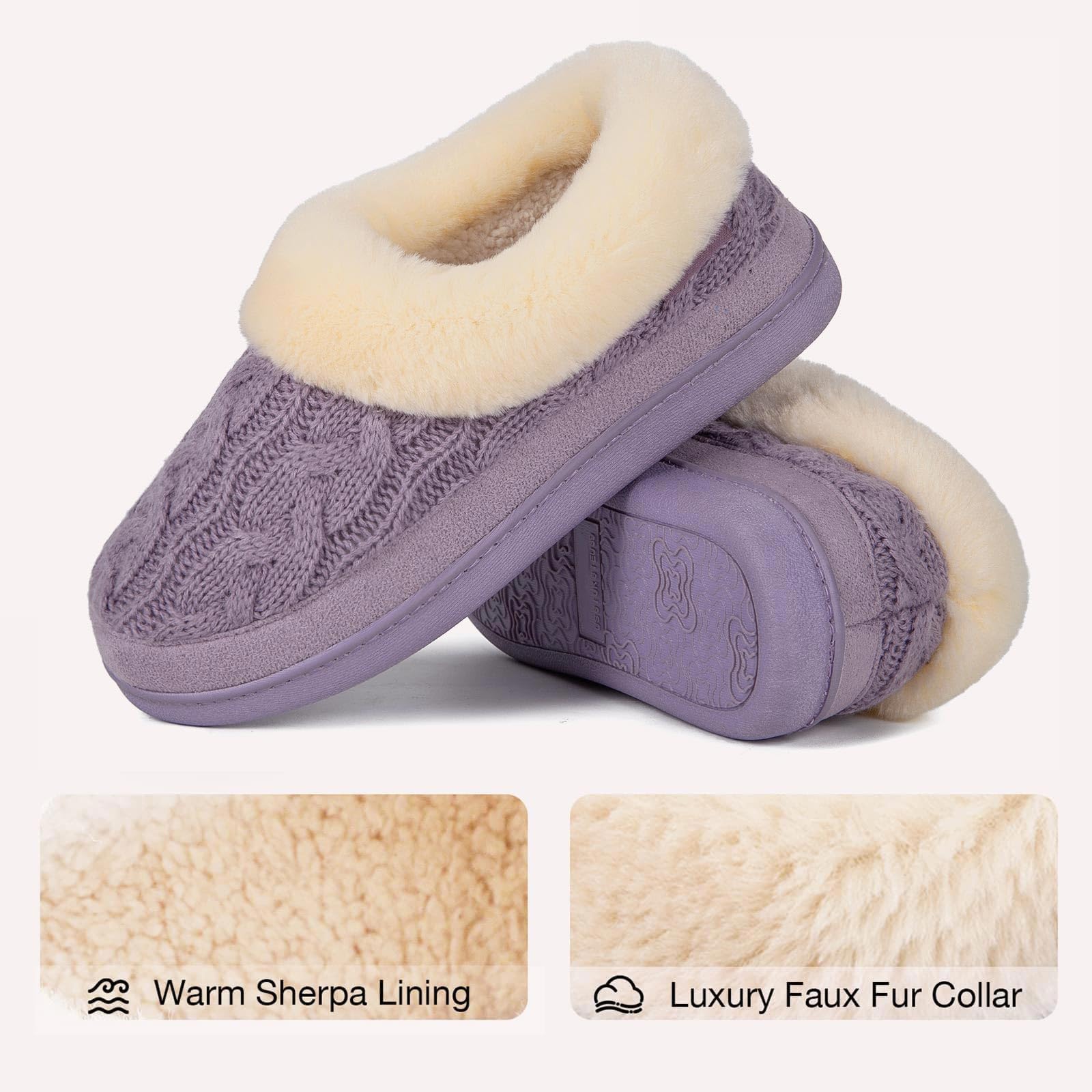 Ladies' Warm Knitted Faux Suede Memory Foam Moc Slippers